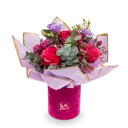 Box s růží, eustomou a waxem